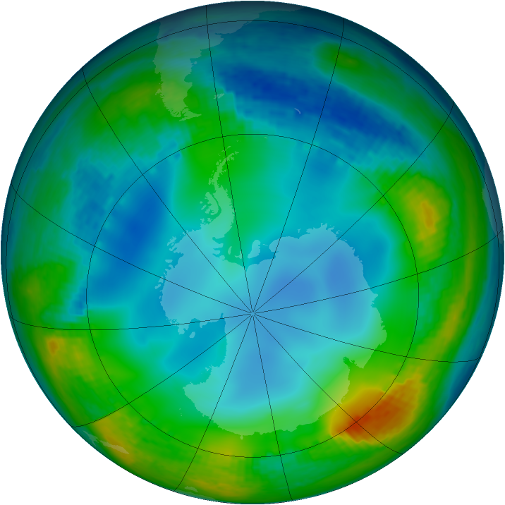 Antarctic ozone map for 27 June 2002